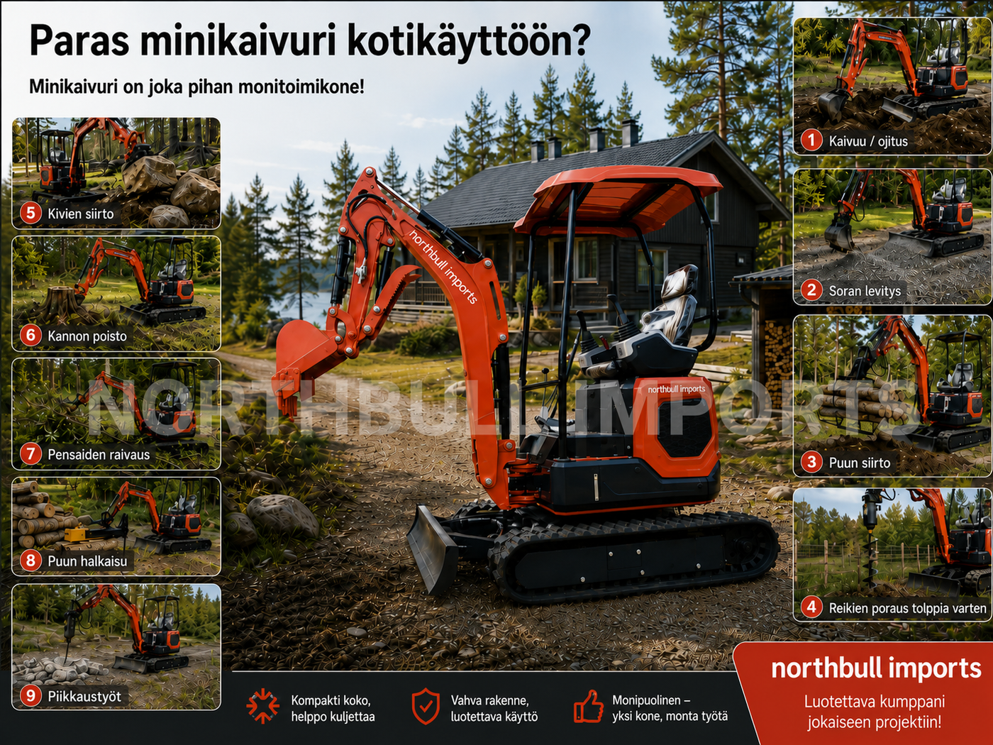 Paras minikaivuri kotikäyttöön – minkä kokoinen kaivuri sopii omakotipihalle, mökille ja pientilalle?
